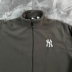Majestic New York Yankees Jacket Womens 1X Gray Full Zip Bronx White Logo READ‎